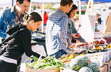 People shopping at Farmers Market