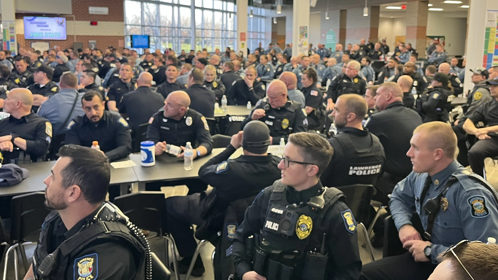 Officers from more than a dozen Kansas agencies come to get briefed and support safety efforts during the 2022 NCAA tournament.