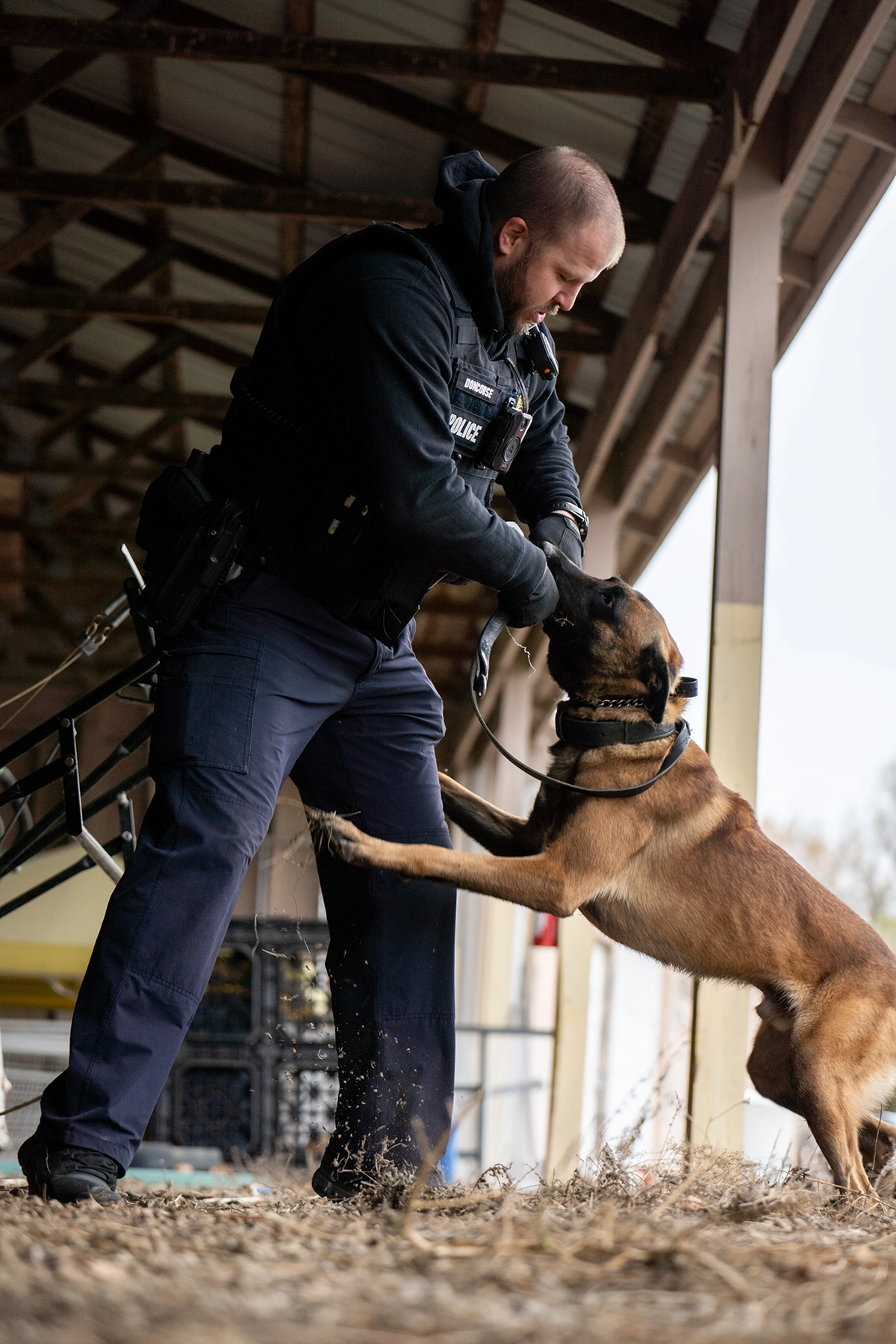 Shadow biting stick with officer doncouse